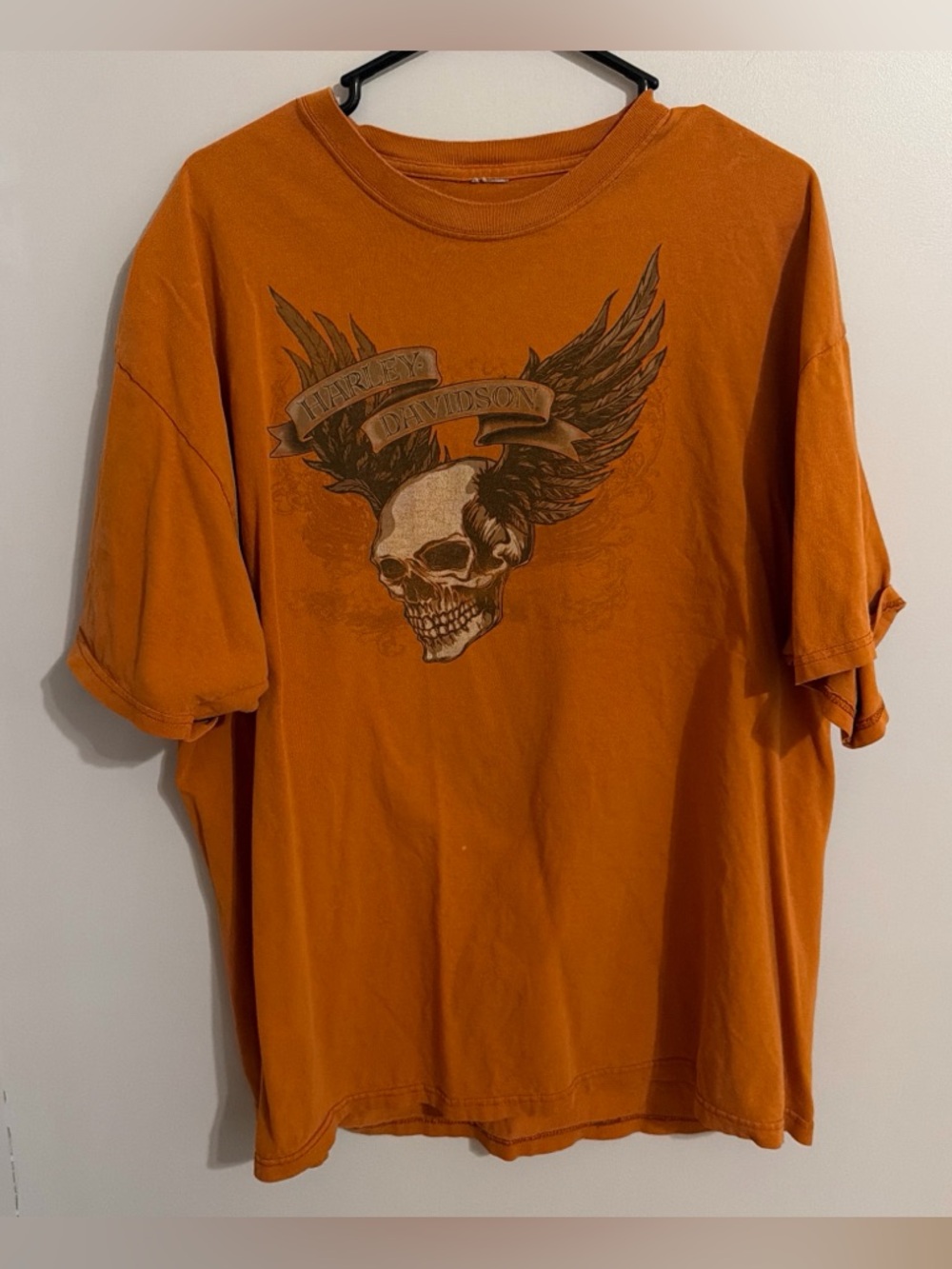 Harley-Davidson Orange Skull & Wings Short Sleeve Tee